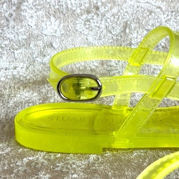 Brand New Stuart Weitzman Jelly Florescent Yellow Thong Ankle Strap Sandals - Picture 5 of 14